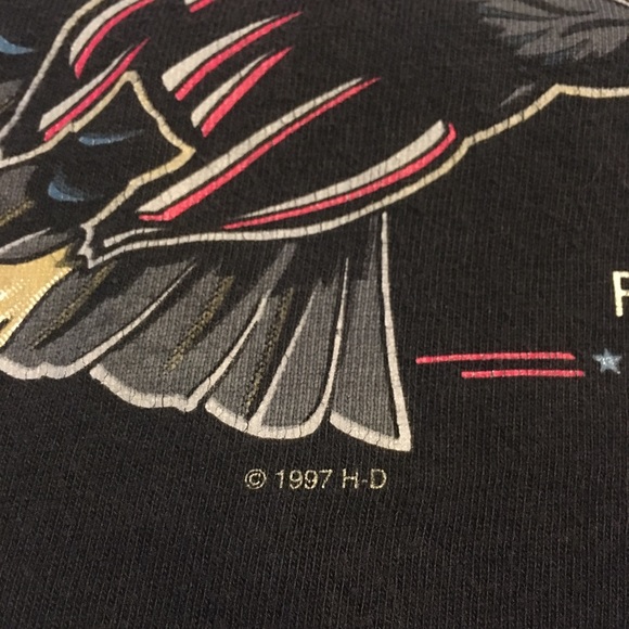 Vtg ‘97 Harley Eagle Pocket Tee Red White Blue 90s XL - Picture 4 of 9